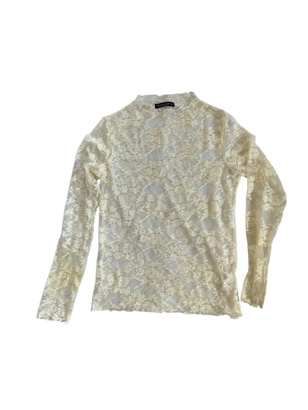 Lace Long-Sleeve Sheer Tunic Top in Ivory